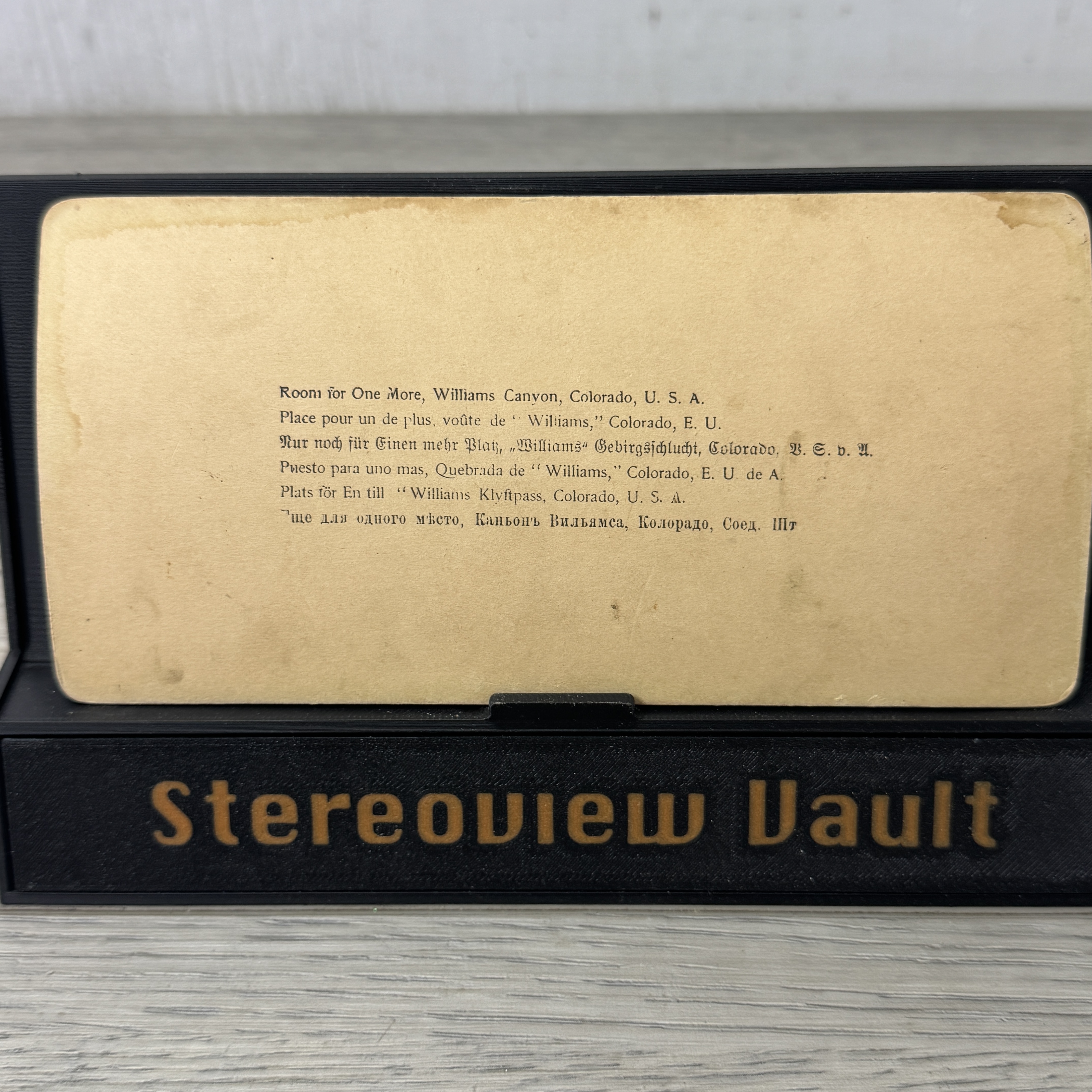 Strohmeyer & Wyman Stereoview, Room for One More, Williams Canyon, 1898 - Back