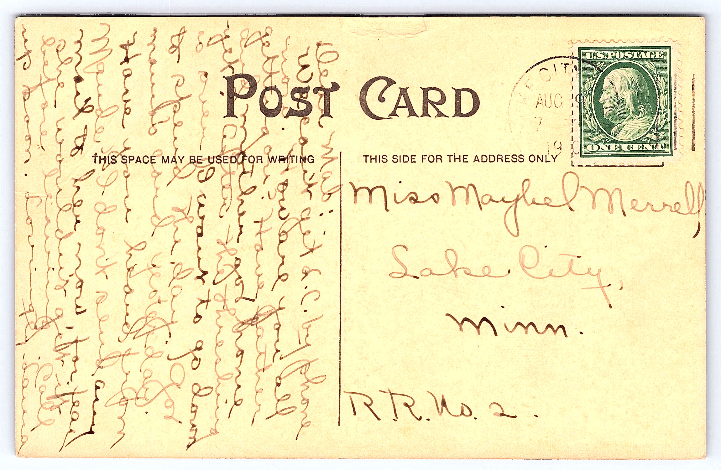 E.C. Kropp Co., Divided Back, Young's Store, Lake City, 1910s - Back