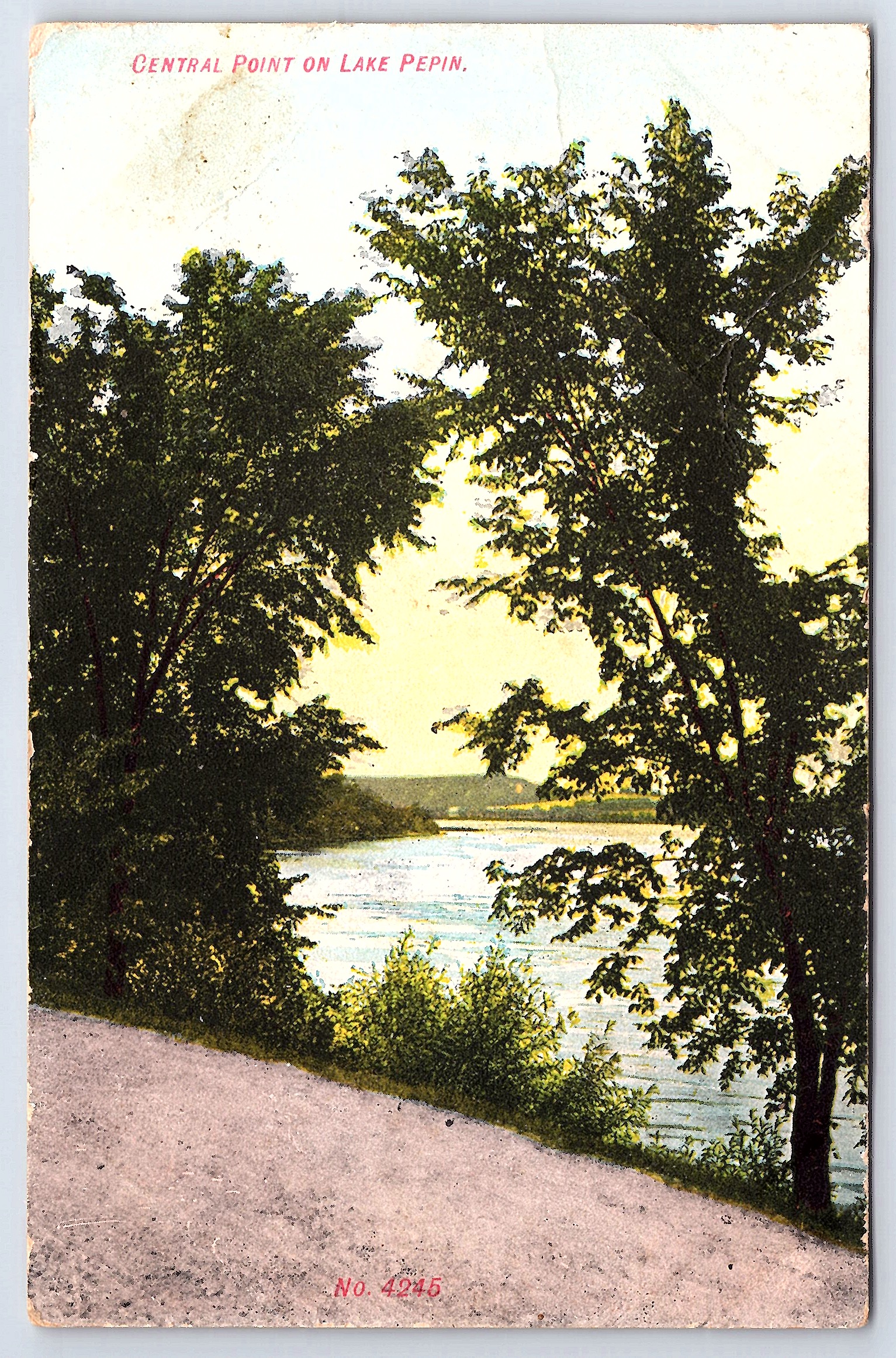 Central Point on Lake Pepin, Divided Back Postcard, Minnesota, 1908 - Front