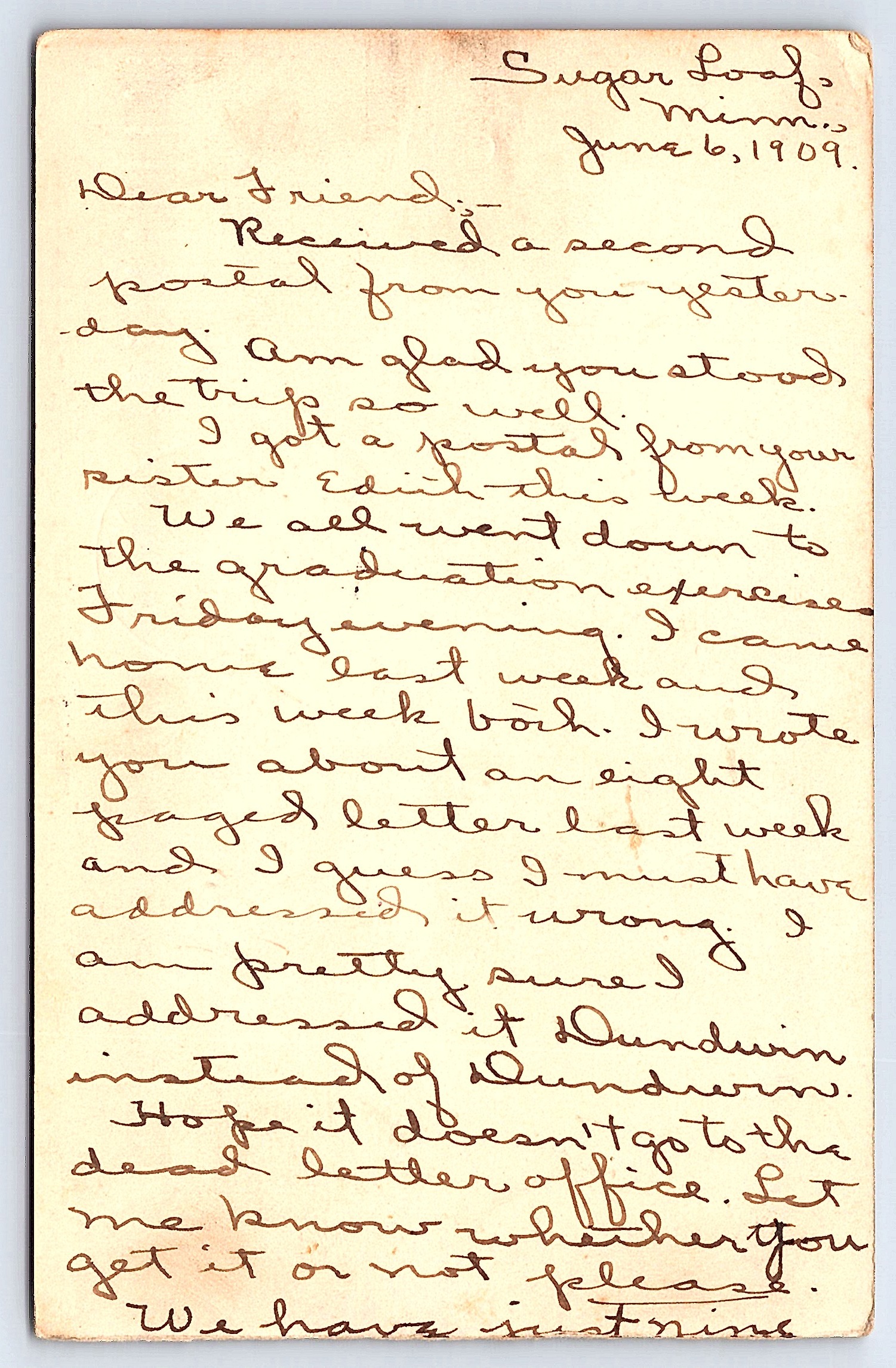 F. H. Phillips Undivided Back Postcard, Lake City Harbor, 1908 - Back