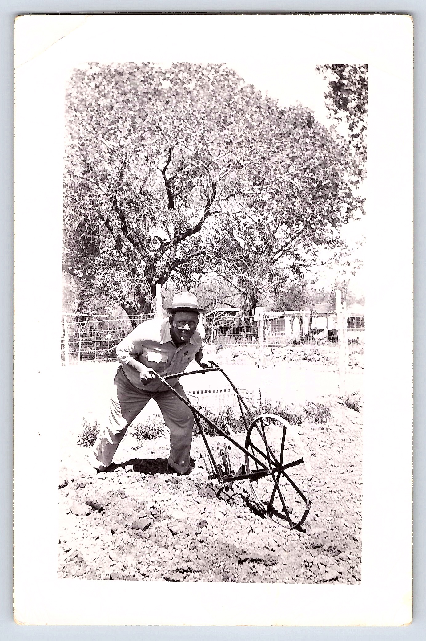 Man with Garden Plow, Gelatin Silver Print, 3.22 × 4.96 inches, 1970s - Front