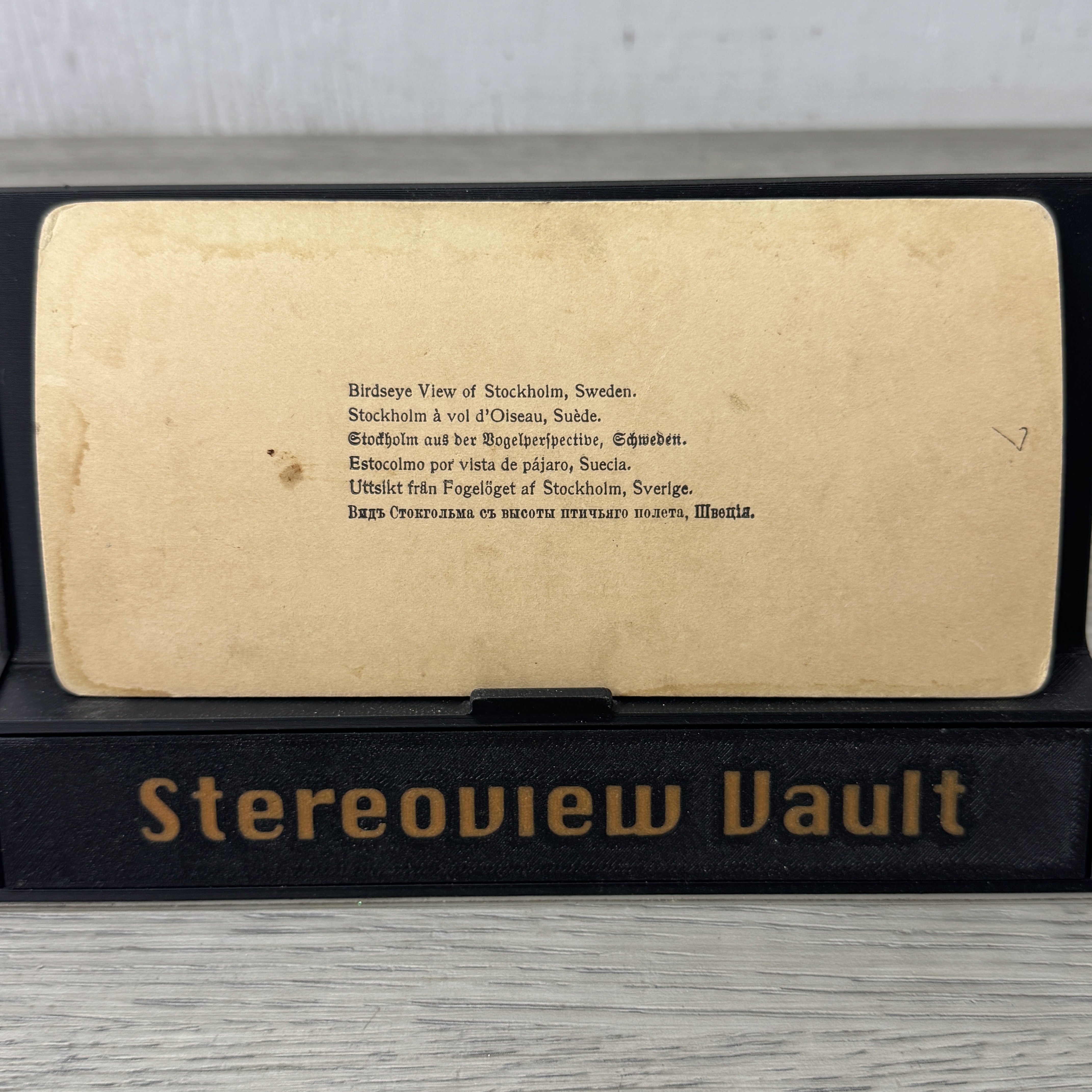 Underwood & Underwood Stereoview, Birdseye View of Stockholm, c.1902 - Back