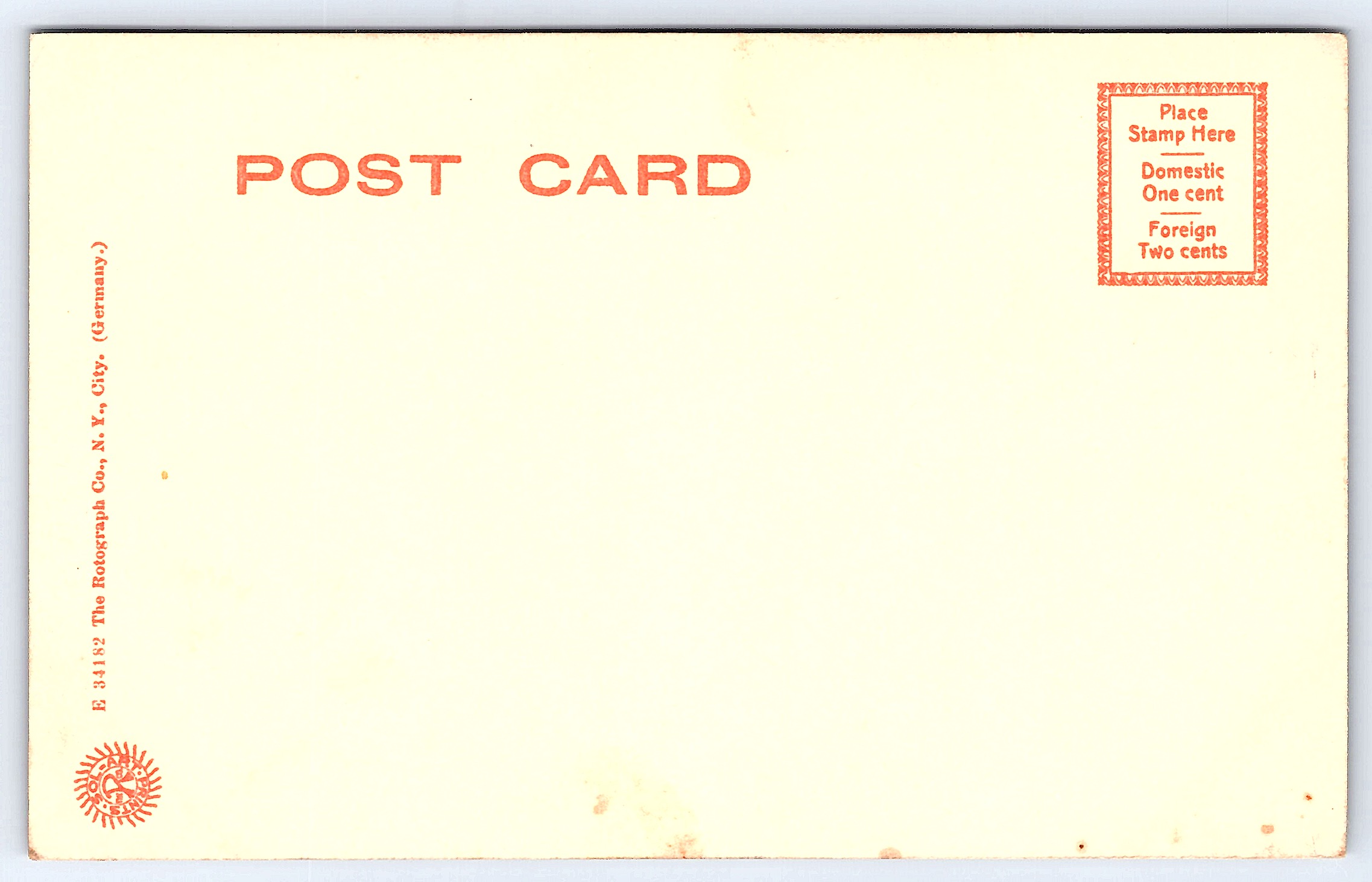Rotograph Co. Divided Back Postcard, Northrop Field, Minnesota, 1907-1915 - Back
