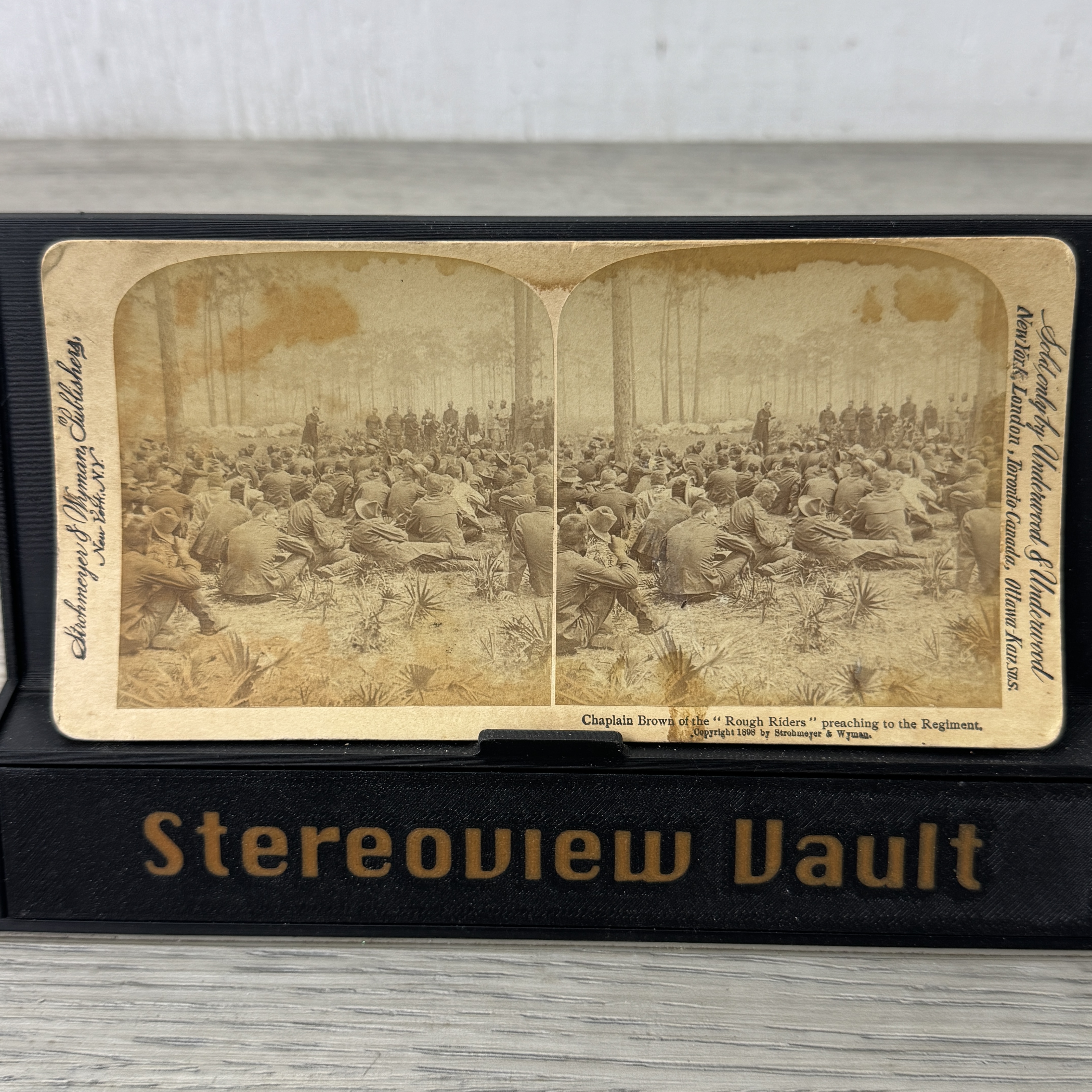 Strohmeyer & Wyman Stereoview, Chaplain Brown, Rough Riders, 1898 - Front