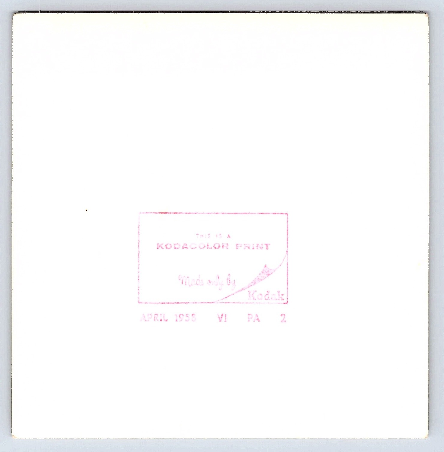 Mother and Child in Nature, Kodacolor Print, 1958 - Back