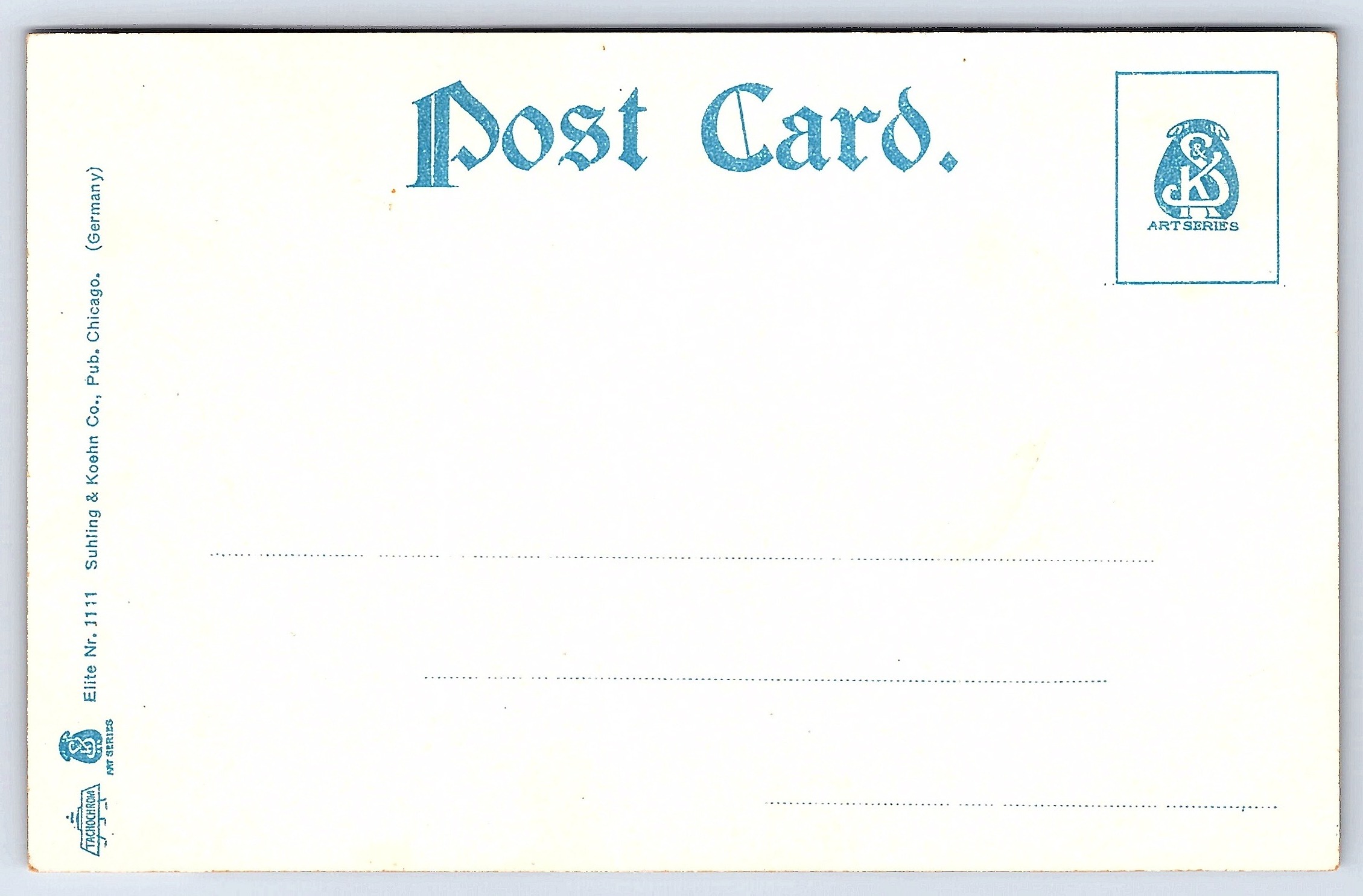 Suhling & Koehn Co. Postcard, Normal School, Winona, Minn., White Border Era - Back