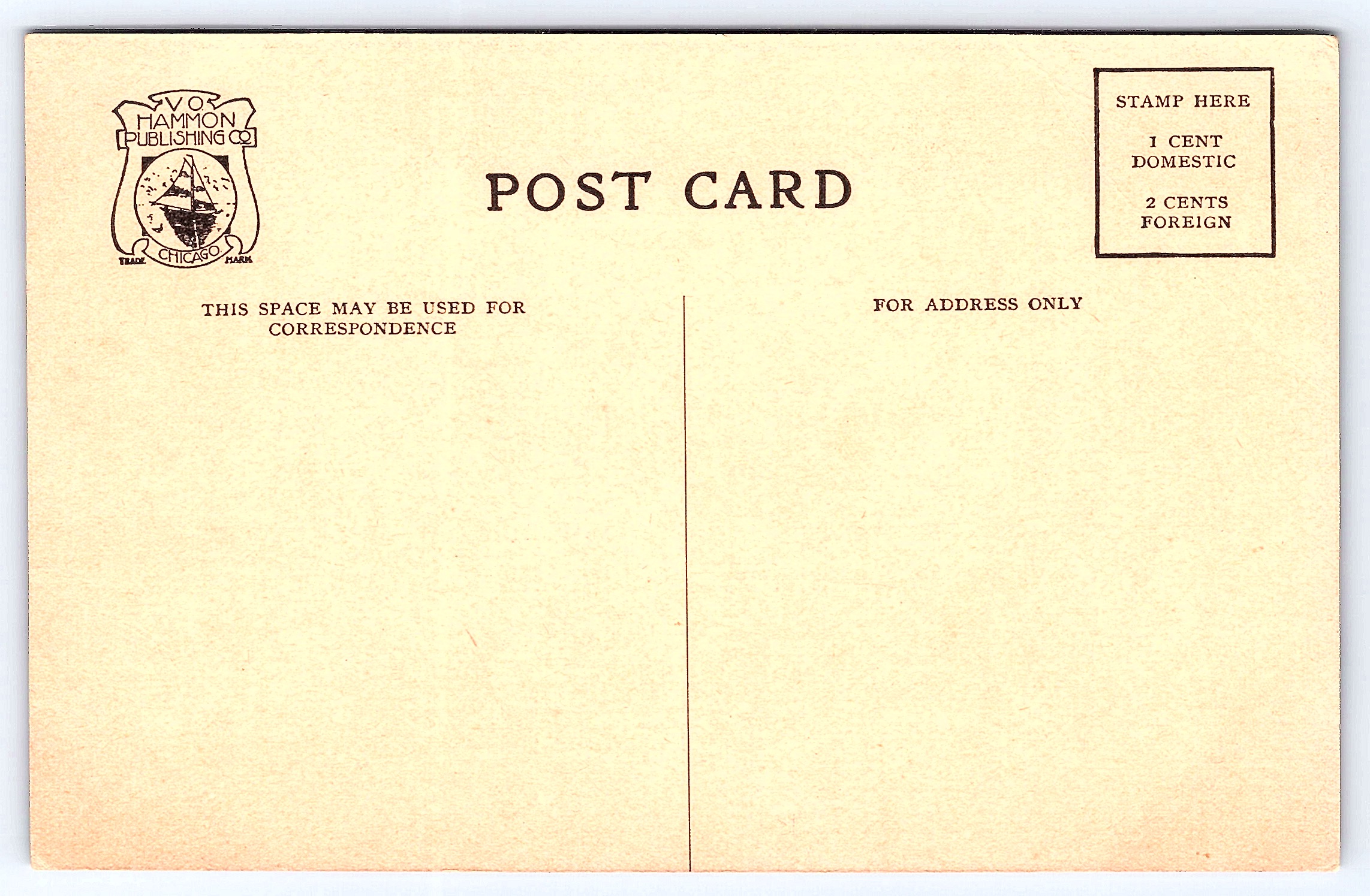 V.O. Hammon Pub. Co. Divided Back Postcard, Public Library, Winona, Minn. - Back