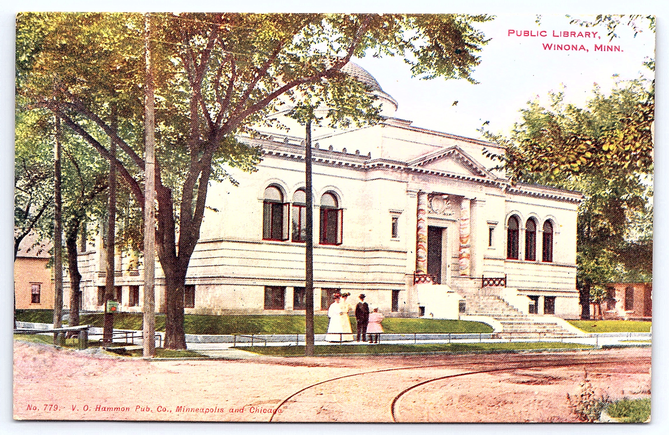 V.O. Hammon Pub. Co. Divided Back Postcard, Public Library, Winona, Minn. - Front