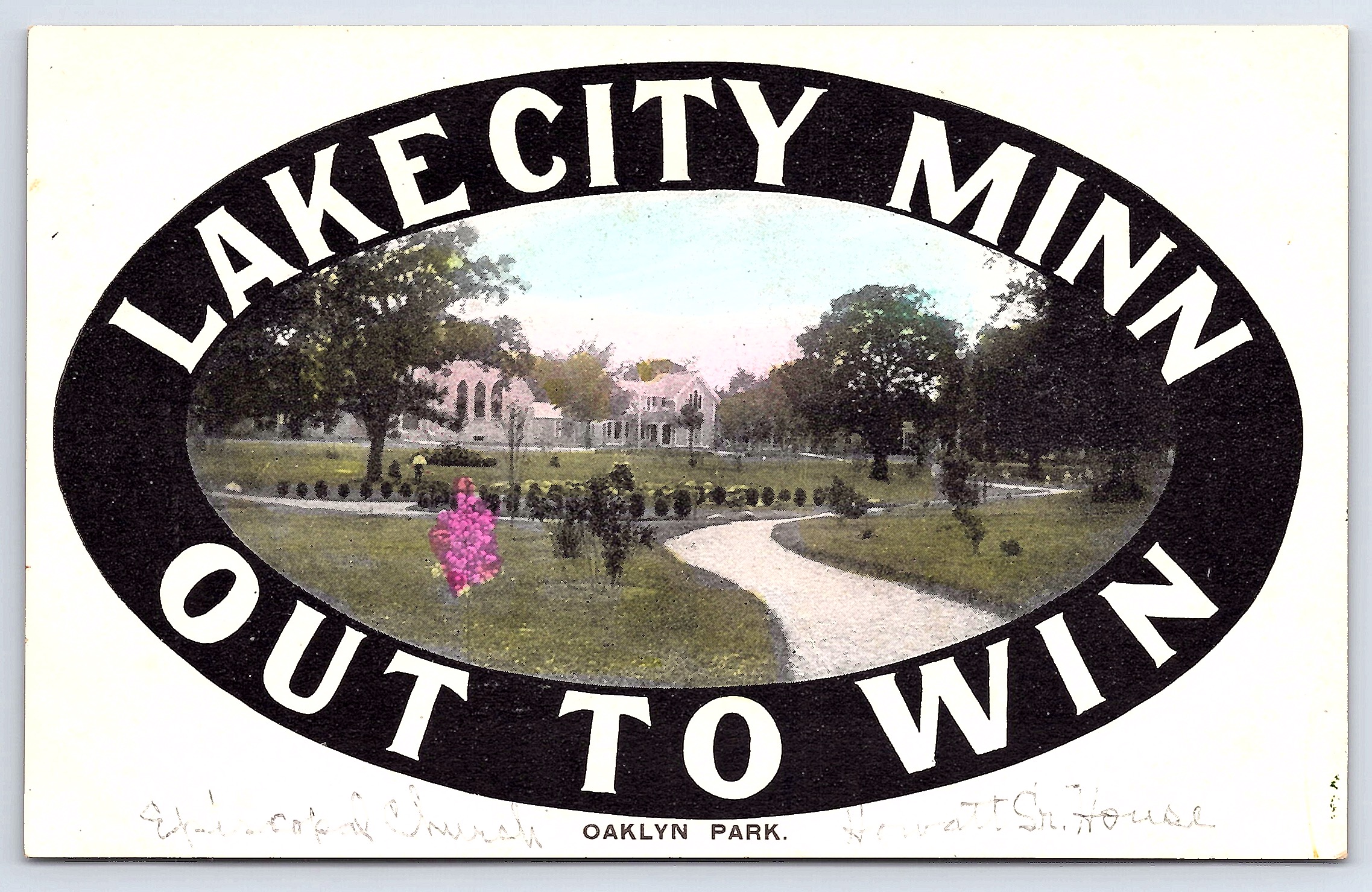 F.M. Phillips, Large Letter Postcard, Oaklyn Park, Lake City, Minn, 1930s - Front