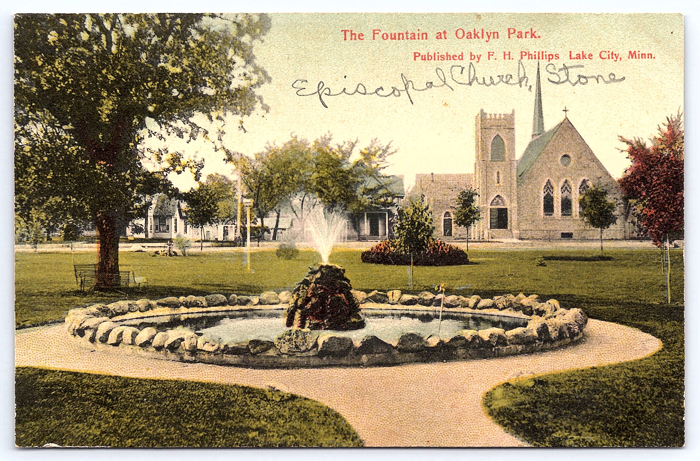 F. H. Phillips, Divided Back, Oaklyn Park Fountain, Lake City, Minn, c.1910 - Front