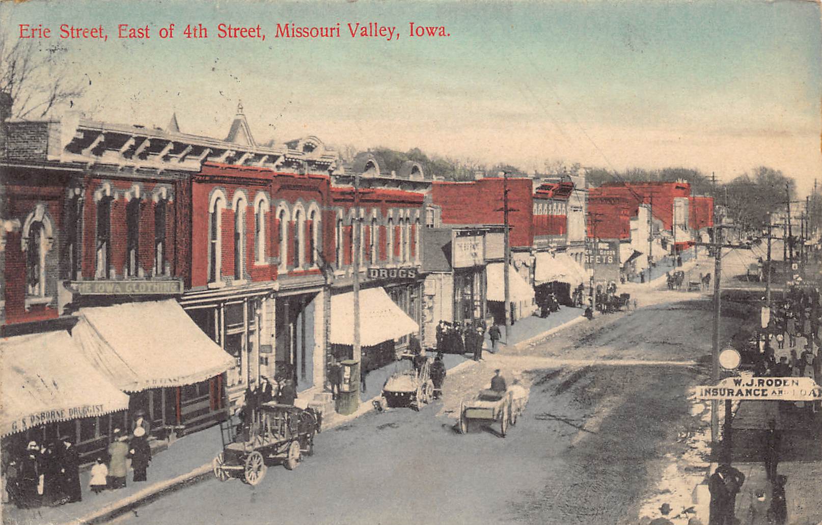 A.M. Simon, Divided Back Postcard, Erie Street, Missouri Valley, 1909 - Front