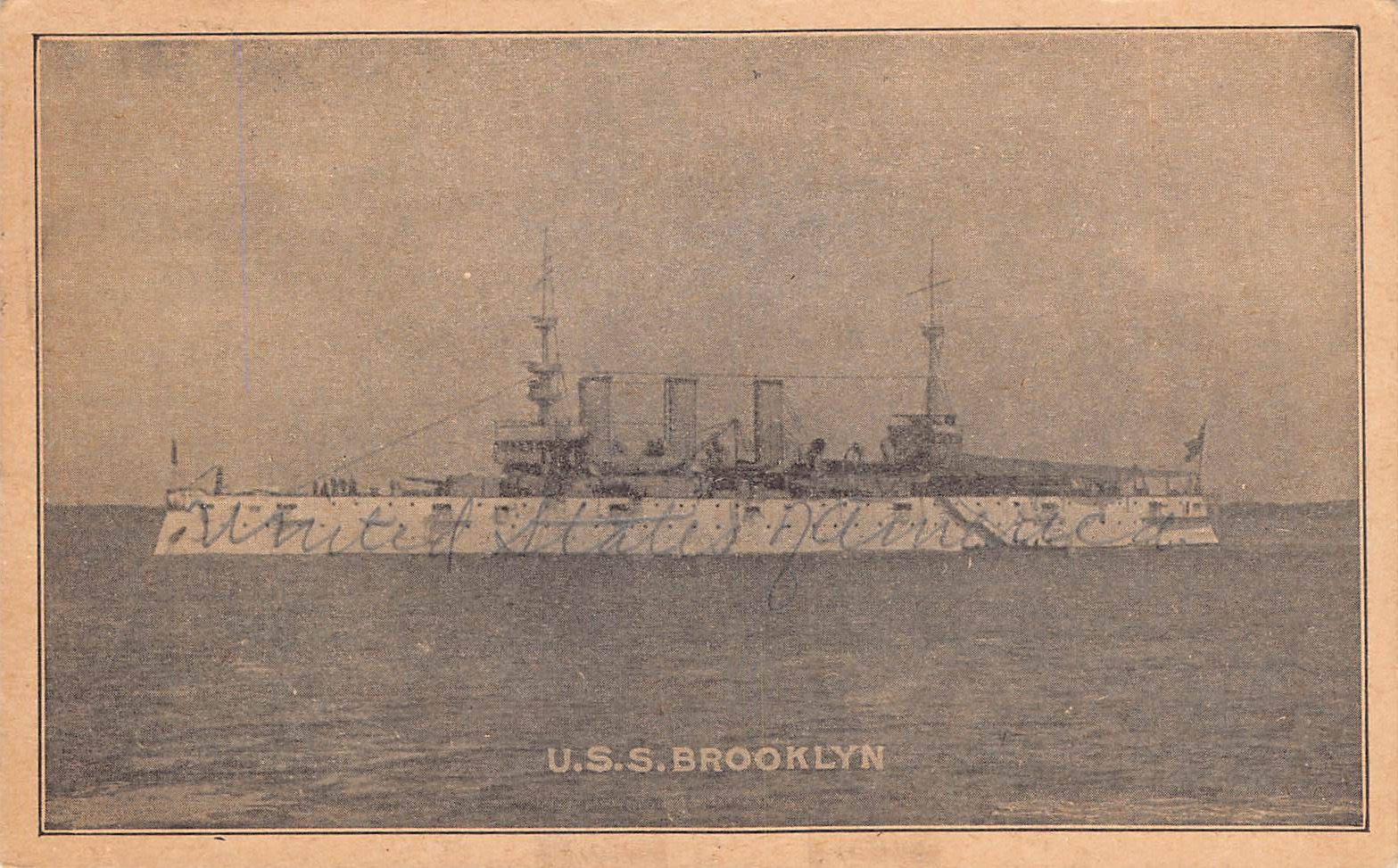 U.S.S. Brooklyn, Undivided Back Postcard, Early 1900s - Front