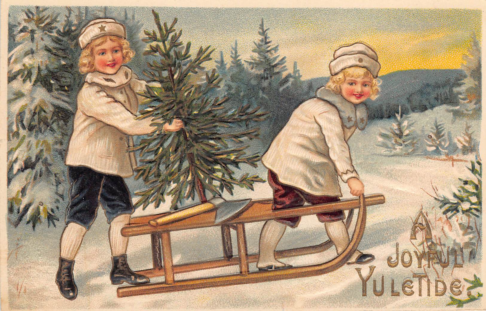 MB Postcard, Divided Back, Joyful Yuletide, Germany, Early 1900s - Front