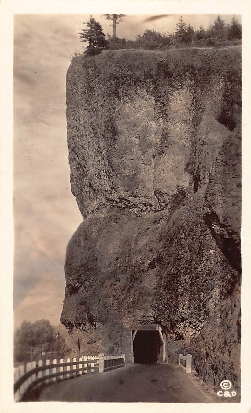 Tunnel Through Cliff, Velox Print, Early 20th Century - Front