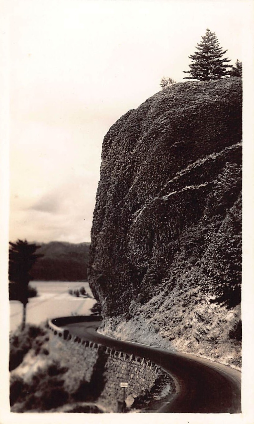 Curved Mountain Road, Black and White, Early 20th Century - Front