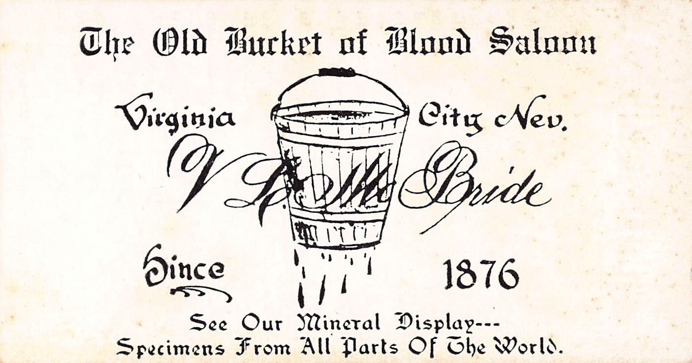 Old Bucket of Blood Saloon Card, Virginia City, 1939 - Front
