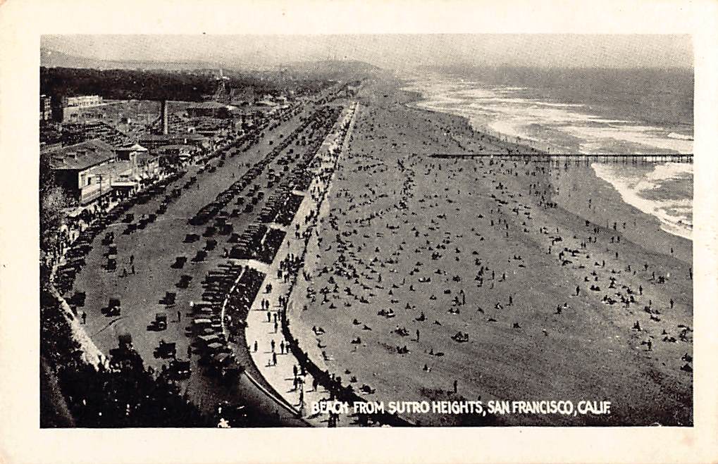 Beach from Sutro Heights, San Francisco, 1920s Photo - Front