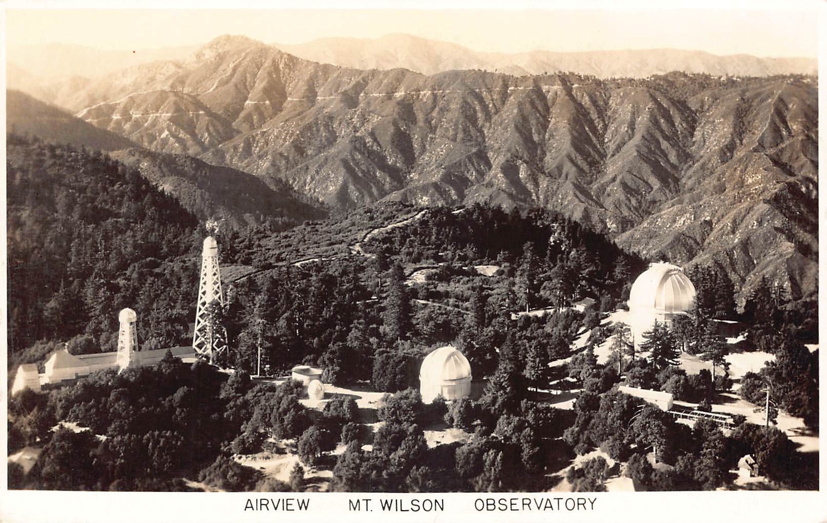 Kodak RPPC Mt. Wilson Observatory Airview, California, 1930s - Front
