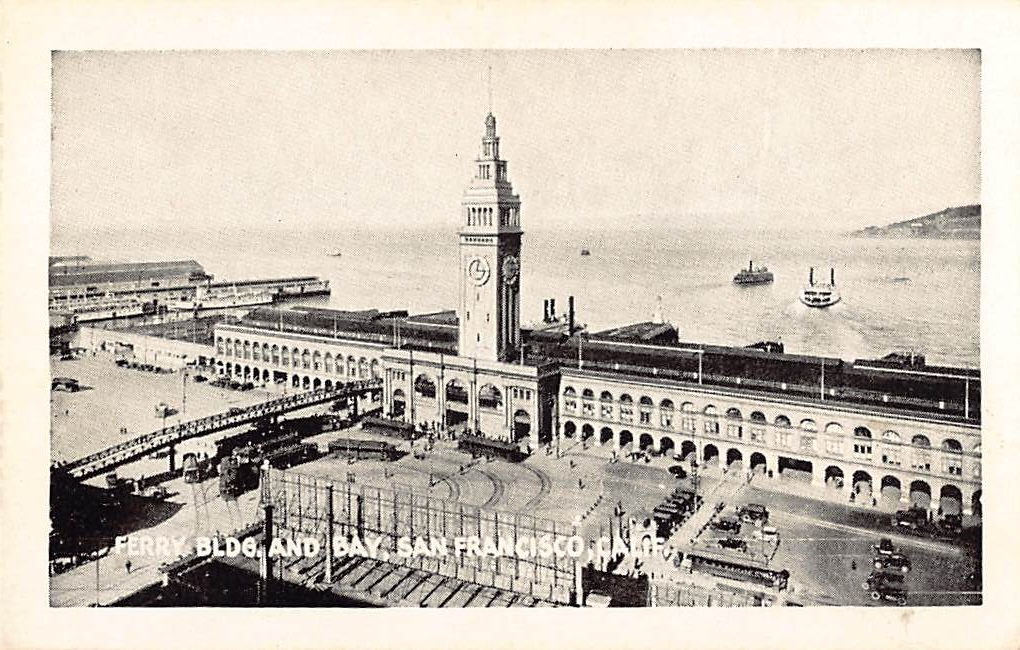 Ferry Building and Bay, San Francisco, 1920s Photo Print Card - Front