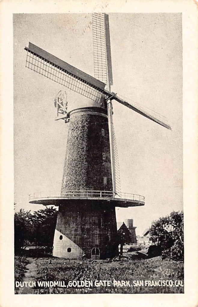Dutch Windmill, Golden Gate Park, San Francisco, 1920s Photo Print Card - Front