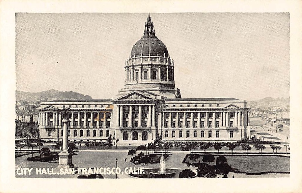 San Francisco City Hall, Photo Print Card, Early 20th Century - Front