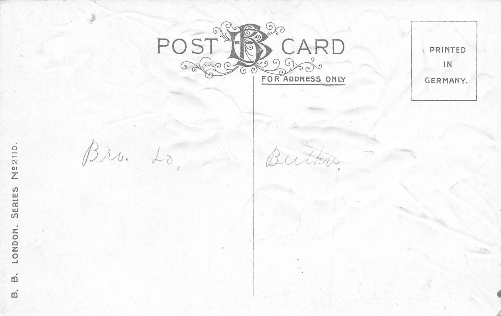 B.B. London Series, Divided Back, A Pleasant Burden, Early 1900s - Back