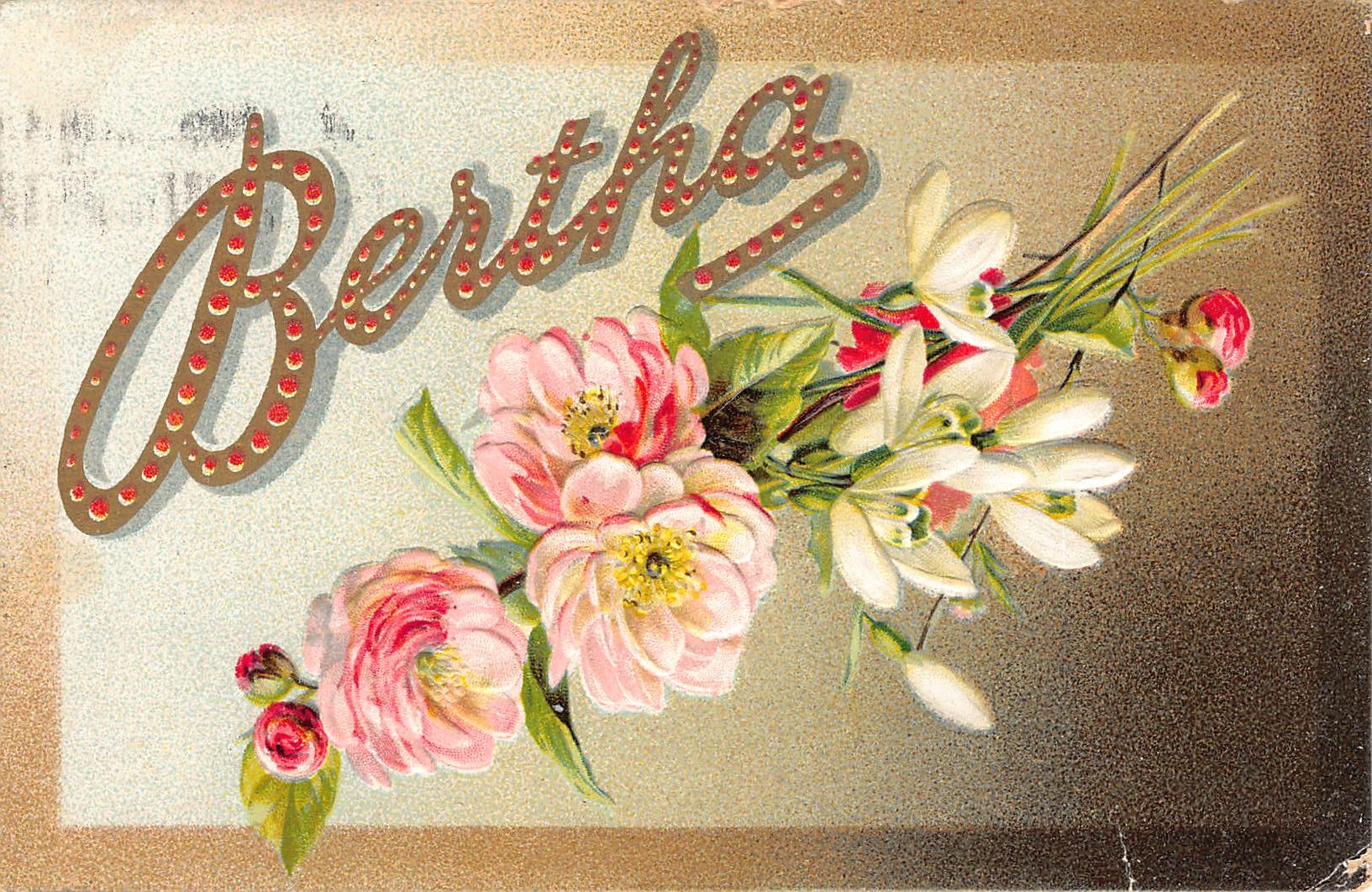 A.J. Ager Easter Series No. 28, Divided Back, Floral 'Bertha', c.1910s - Front