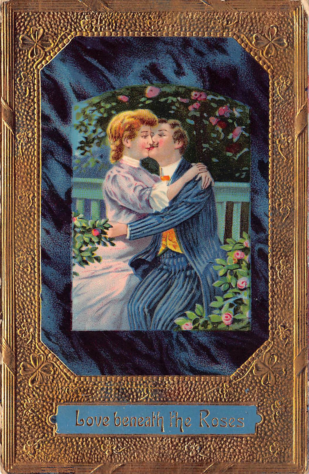 Printed in Germany, Divided Back Postcard, Love Scene, 1910 Postmark - Front