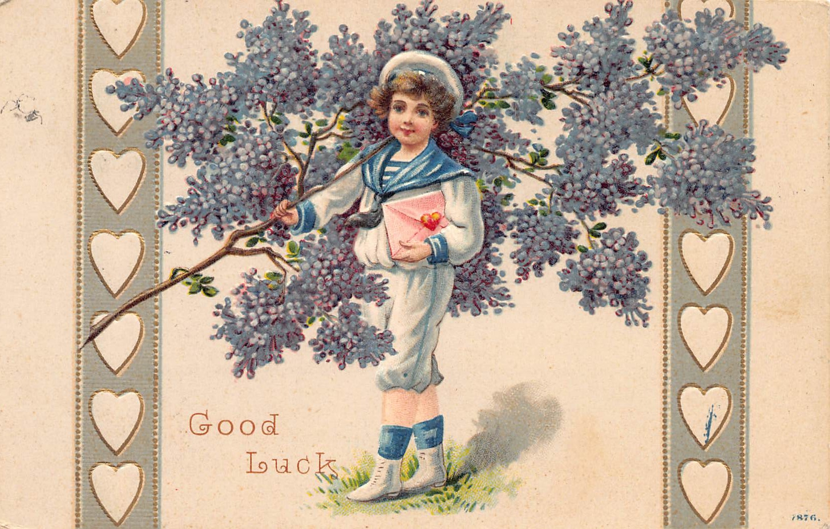 German Publisher, Divided Back, Good Luck Sailor Boy, 1910 Postmark - Front