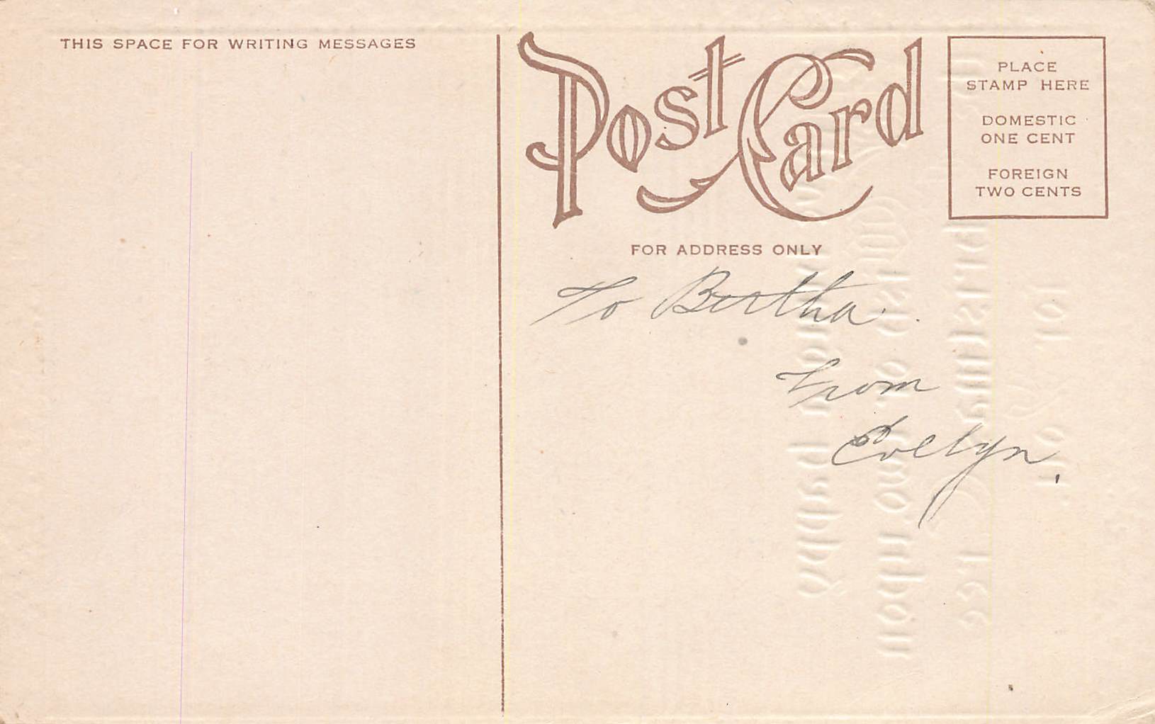 Christmas Greetings Postcard, Divided Back, Early 1900s - Back