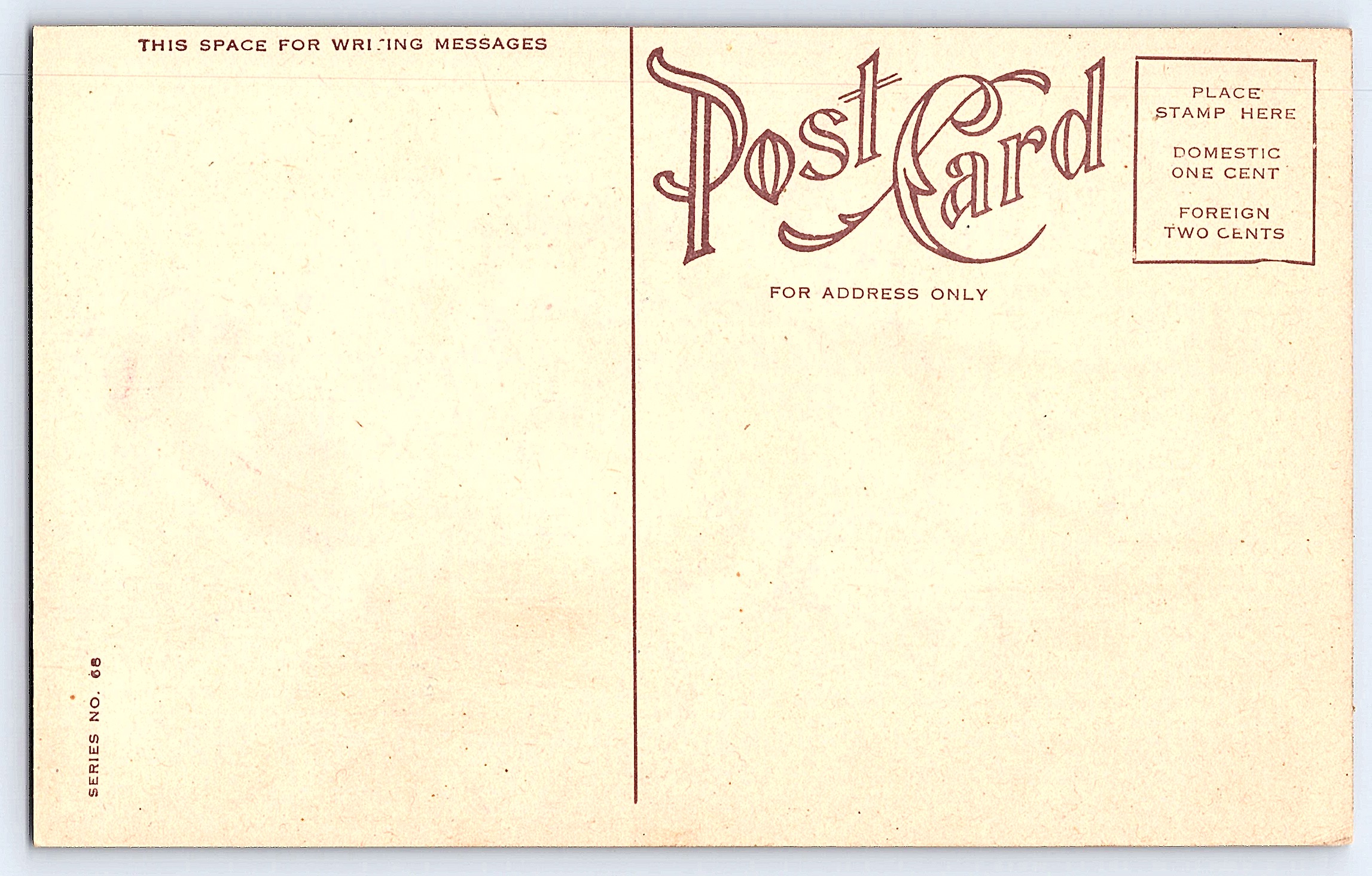 Series No. 68, Divided Back Postcard, Red Rose Illustration, Early 1900s - Back