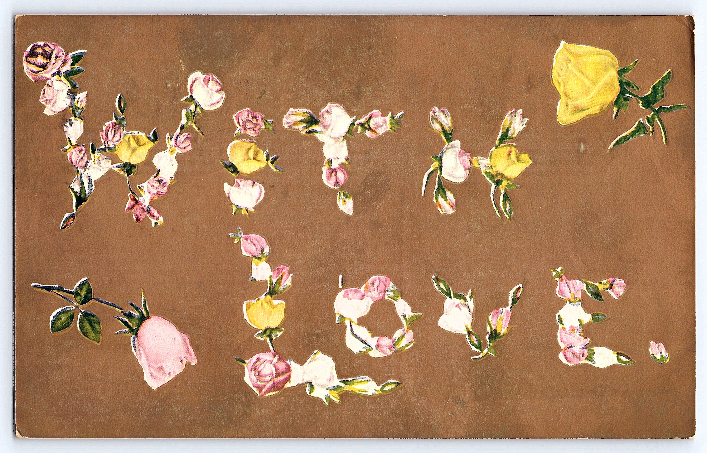 Floral 'With Love' Postcard, Divided Back, South Dakota, 1909 - Front