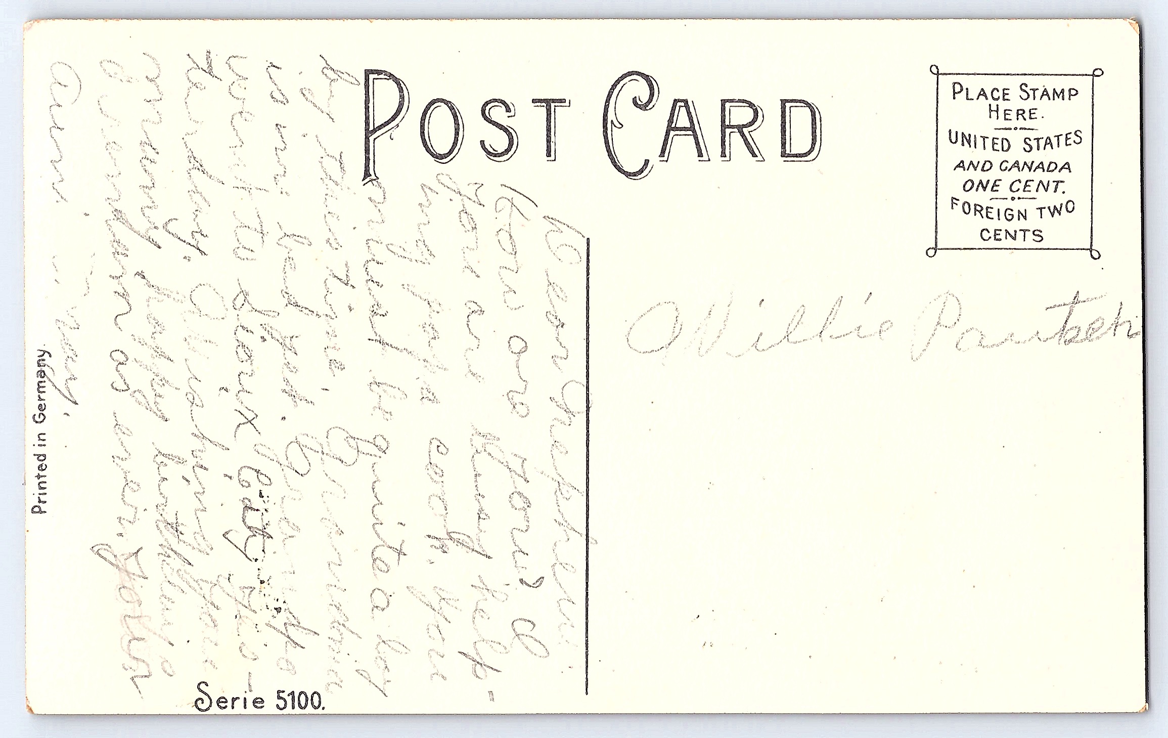 Printed in Germany, Divided Back, Red Roses, Early 1900s - Back