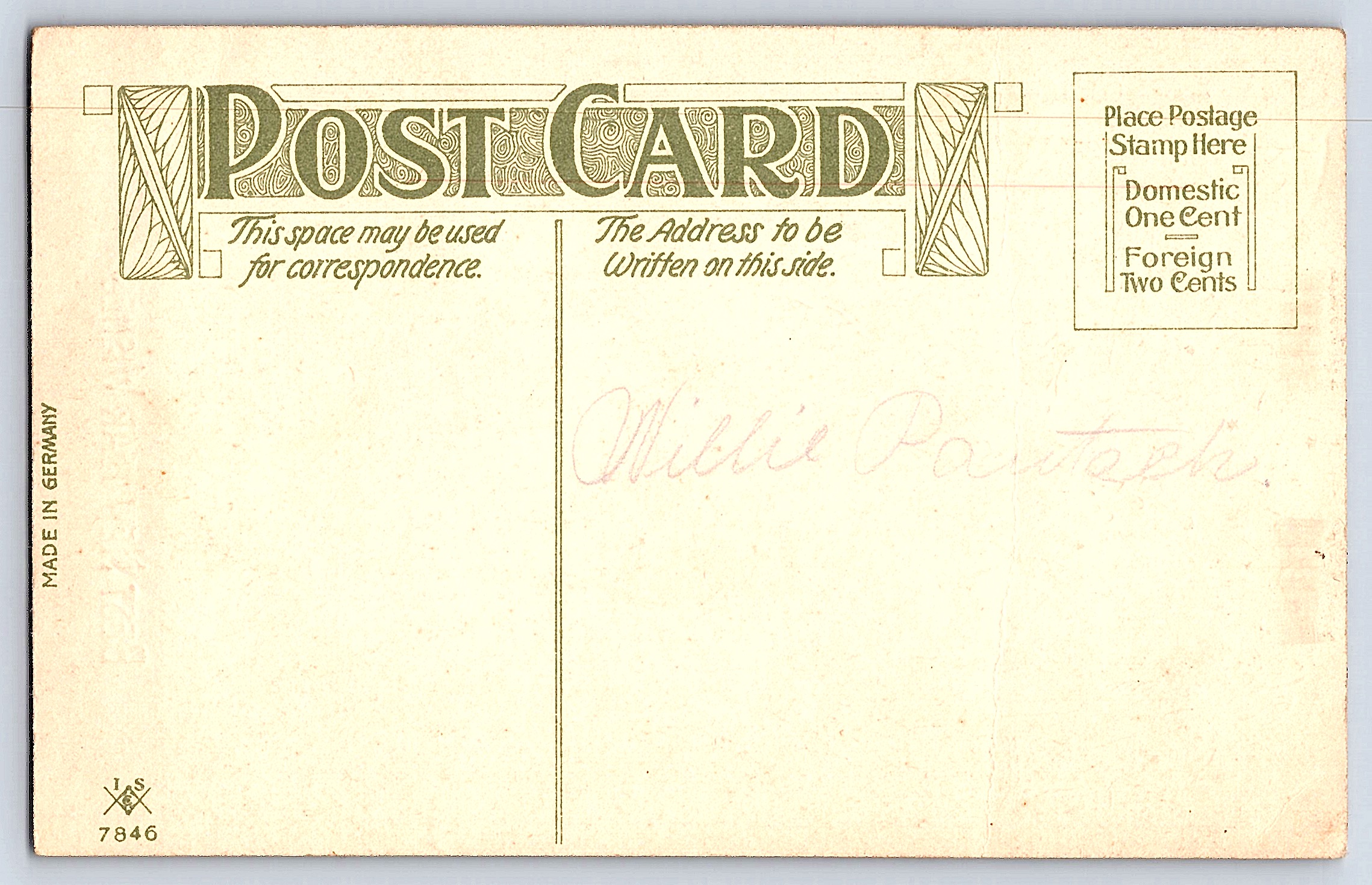 L&S Co., Divided Back Postcard, New Year Wishes, Germany, c.1910 - Back