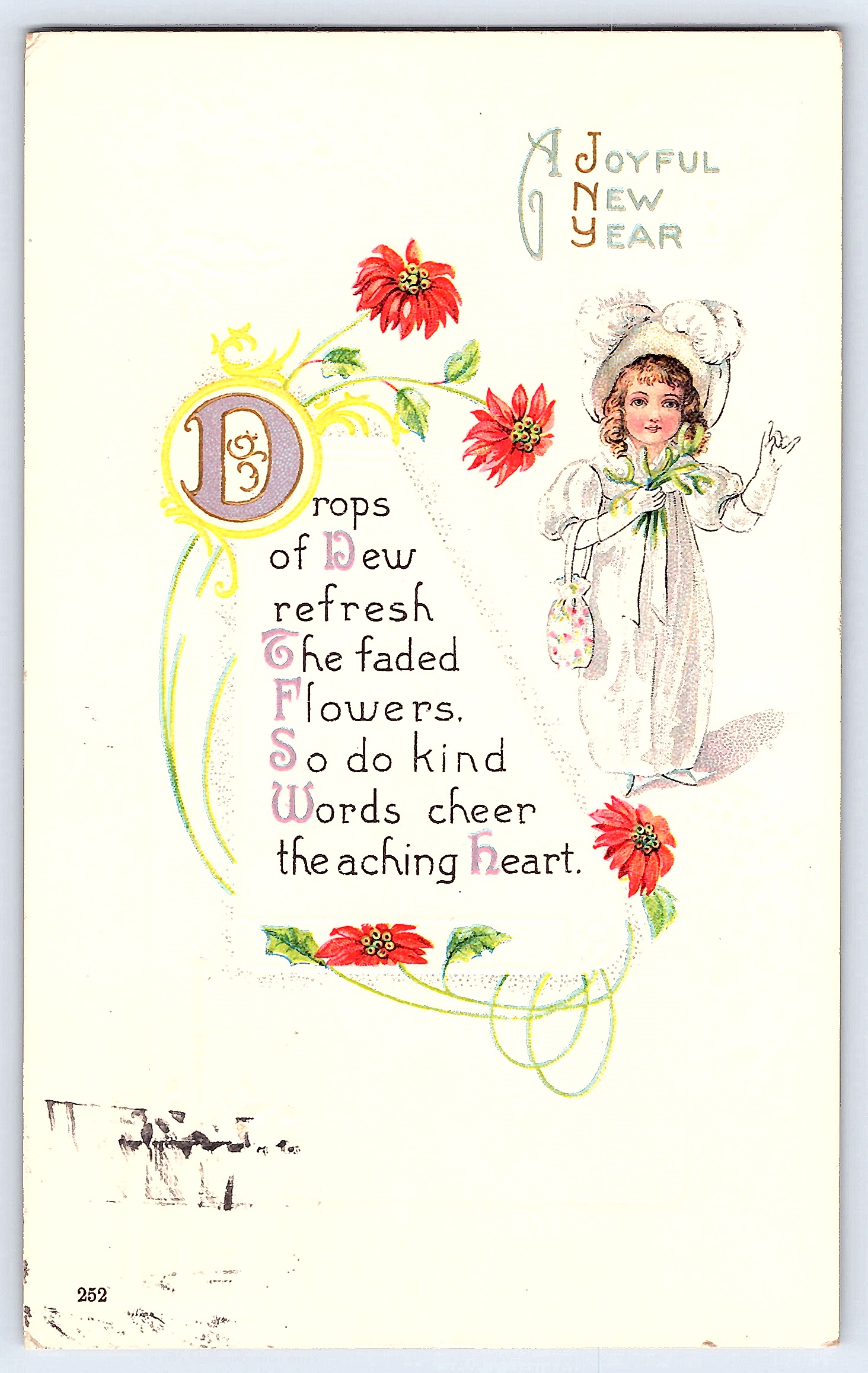 A Joyful New Year Postcard, Divided Back, 1912, Wisconsin to South Dakota - Front