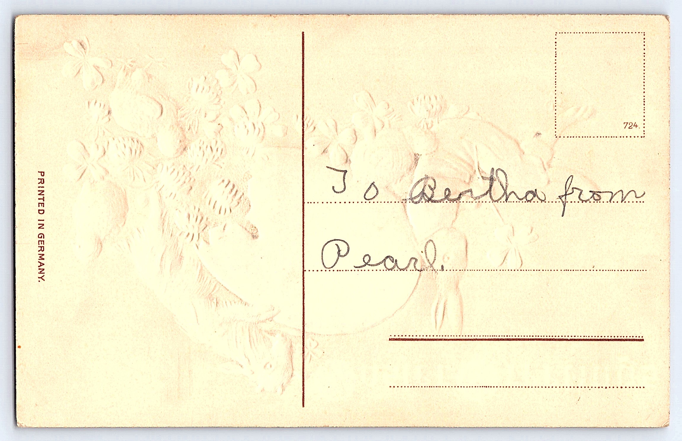 German Easter Greetings Postcard, Embossed, Early 1900s - Back
