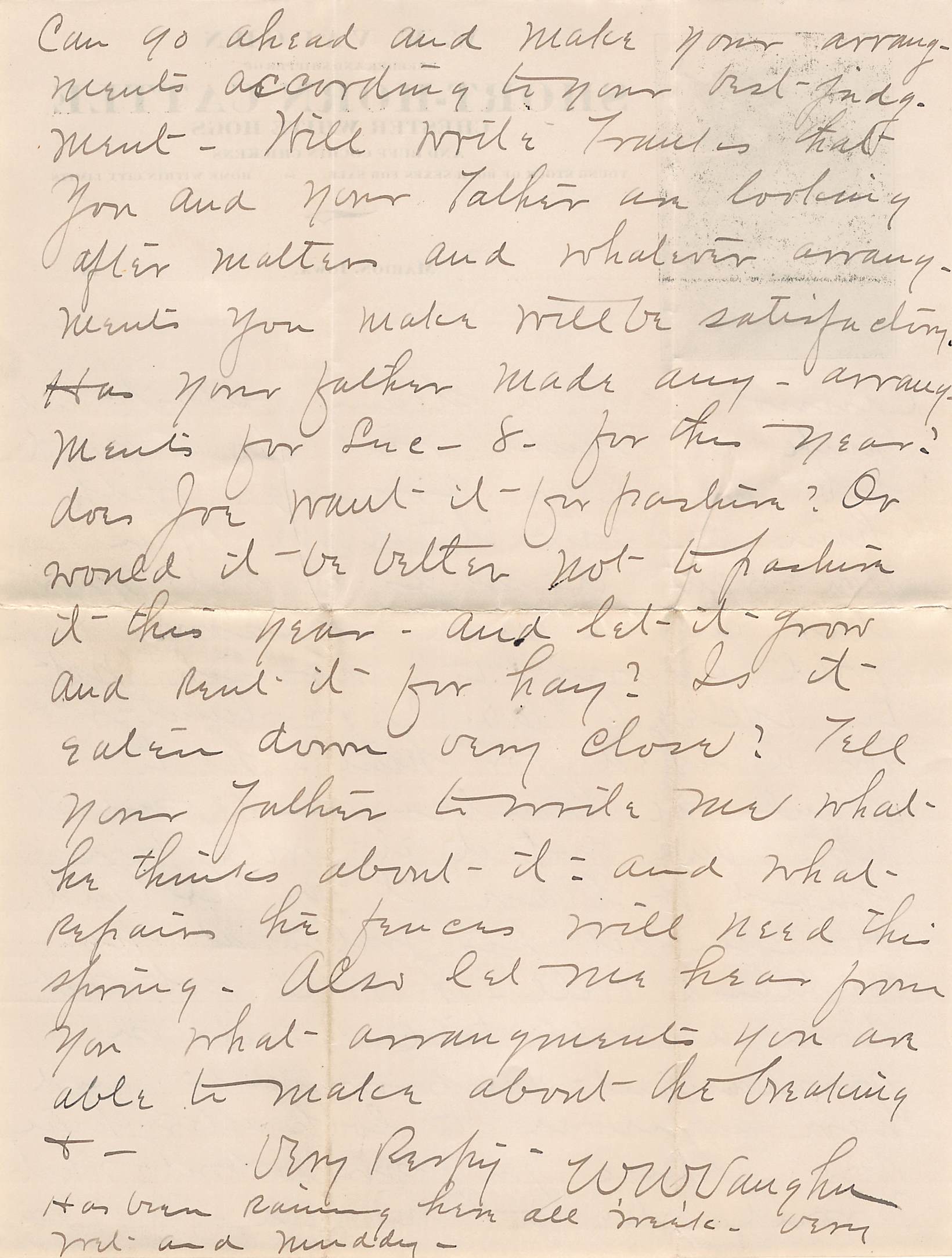 1911 Marion Iowa Short-Horn Cattle Farm Letter w/ Cover – W.W. Vaughn Wildwood Farm - Image