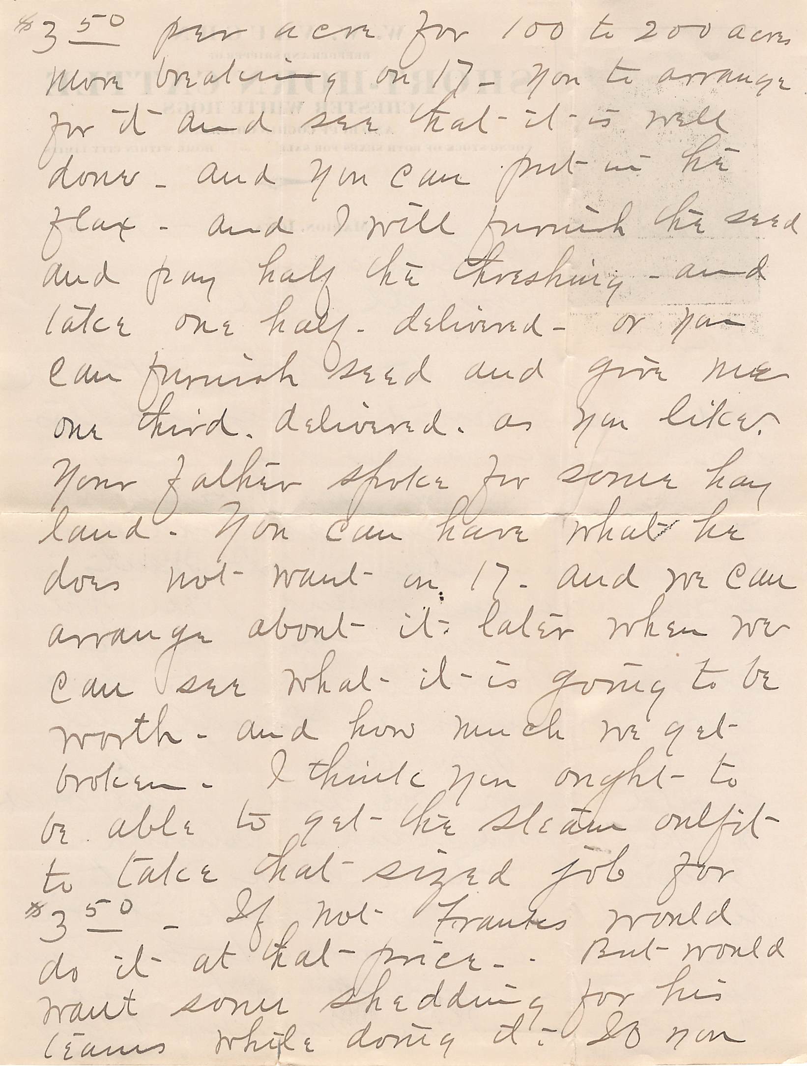 1911 Marion Iowa Short-Horn Cattle Farm Letter w/ Cover – W.W. Vaughn Wildwood Farm - Back